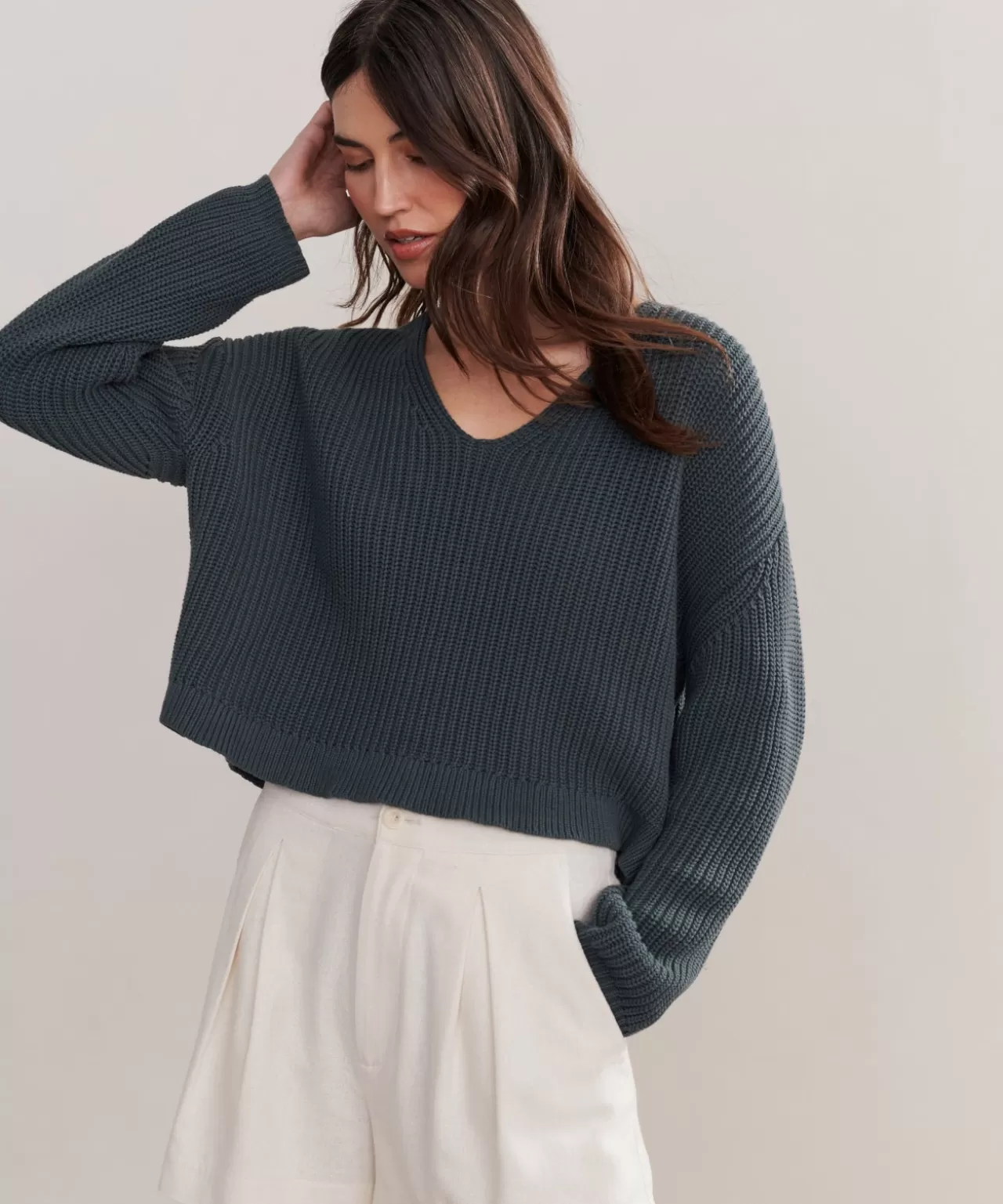 Jenni Kayne Cropped Cotton Cabin Sweater