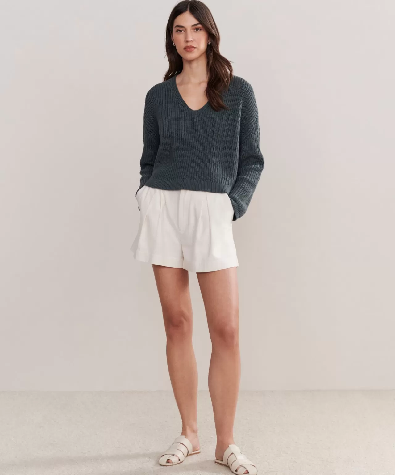 Jenni Kayne Cropped Cotton Cabin Sweater