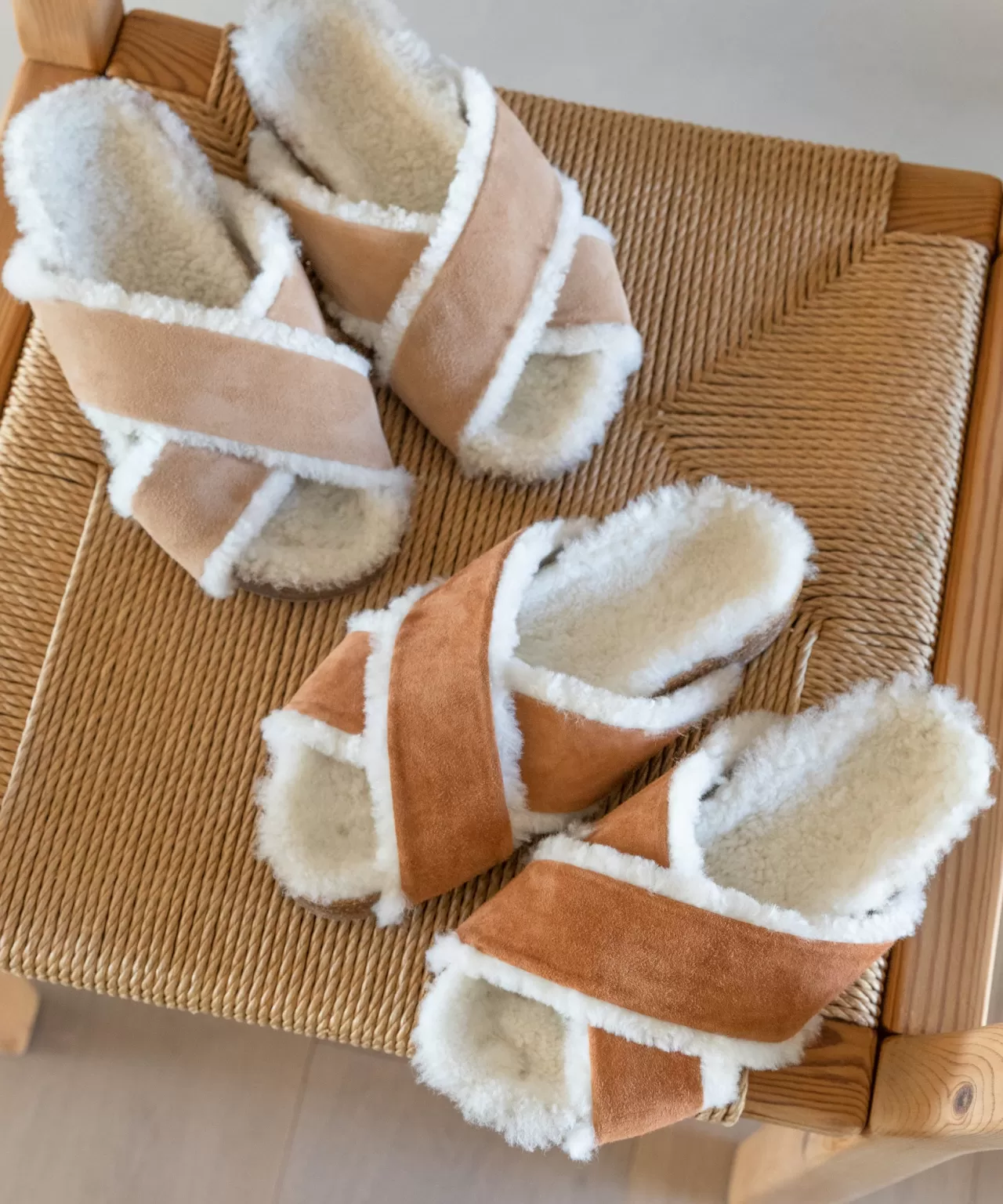 Jenni Kayne Shearling-Lined Crossover Sandal